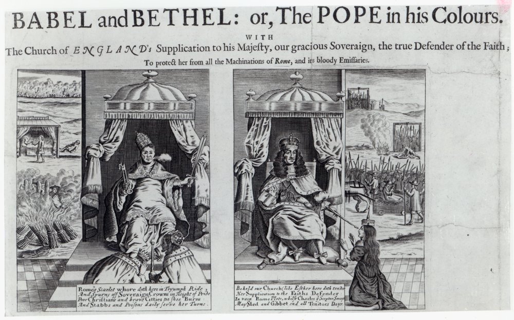 Babel och Betel: eller, påven i hans färger, 1679 av English School