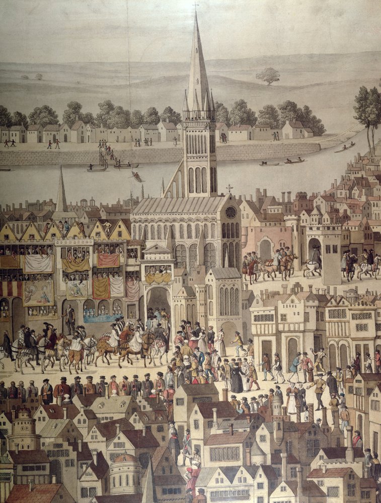 Kung Edvard VI:s (1537-53) kröningsprocession 1547 (detalj av 2916) av English School