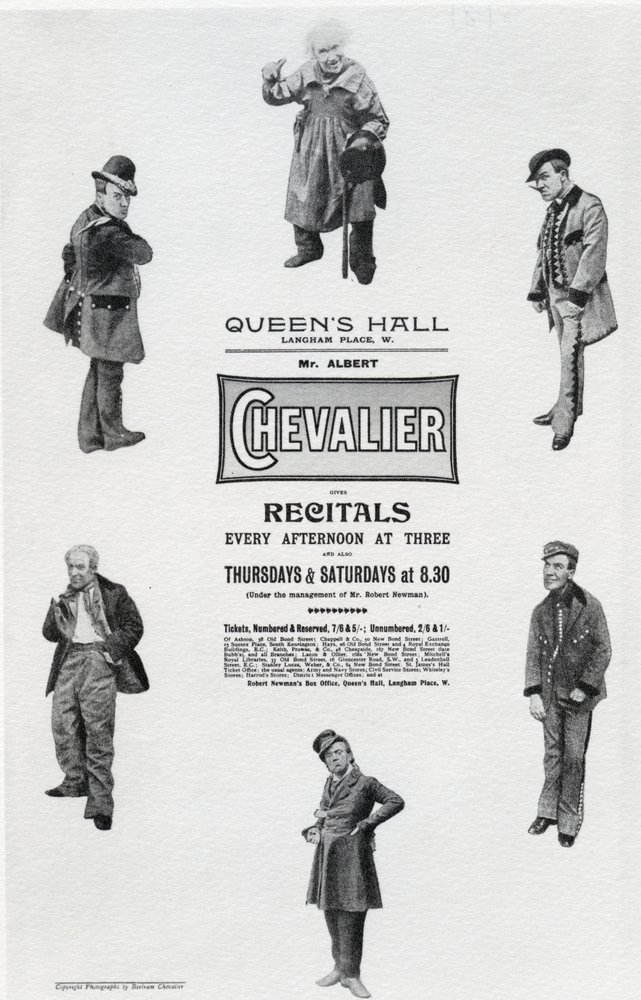 Affisch som annonserar Albert Chevaliers recital i Queen