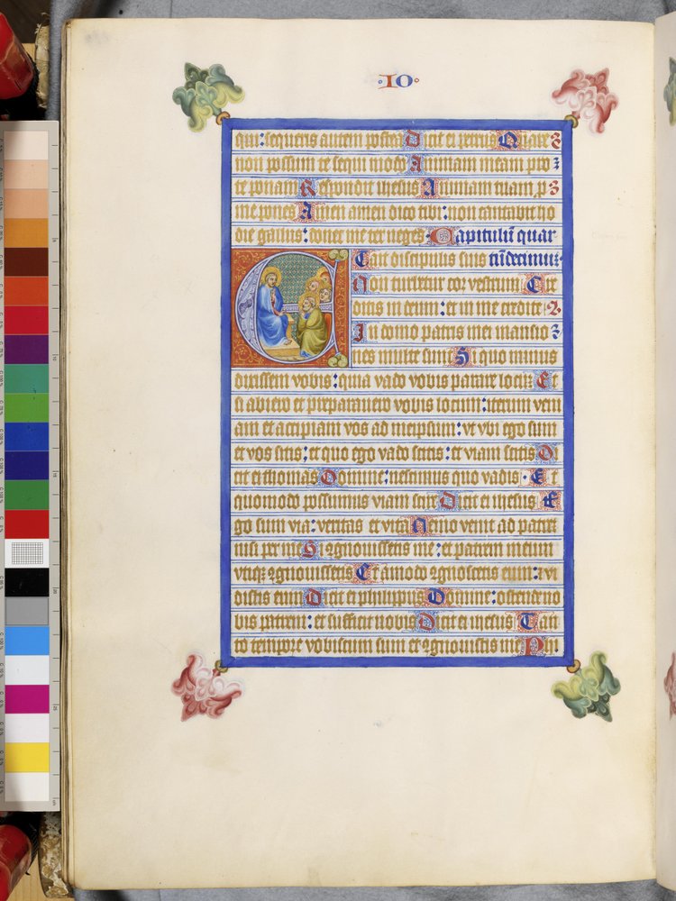 Hel sida: inramad text med historiserad initial "E": Kristi avskedsord av Erich Lessing