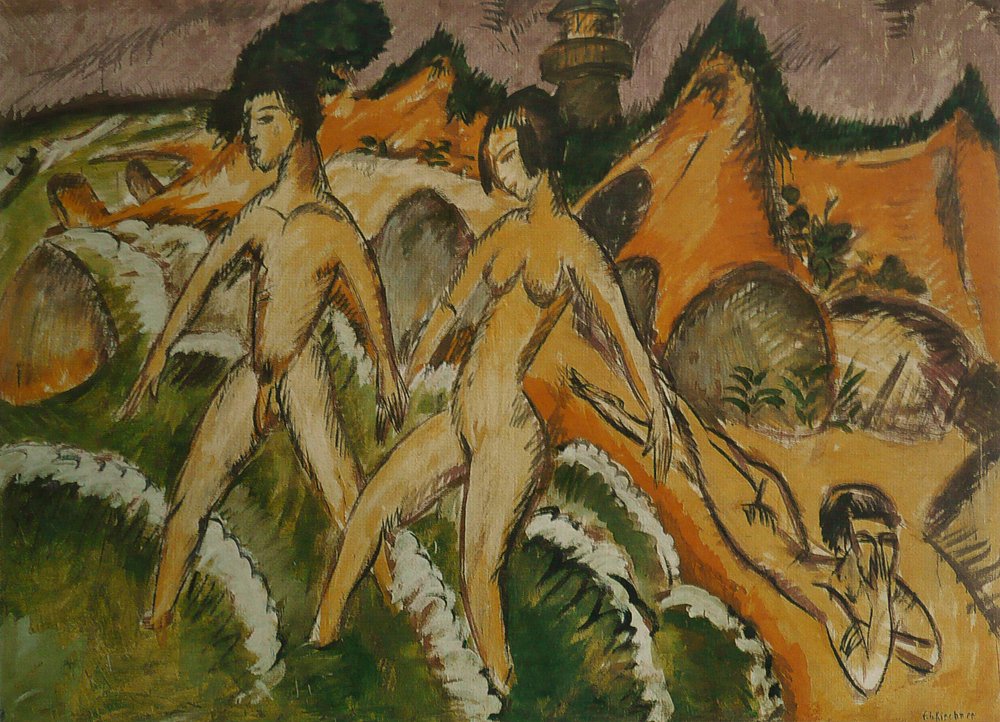 Personnes entrant dans la mer av Ernst Ludwig Kirchner