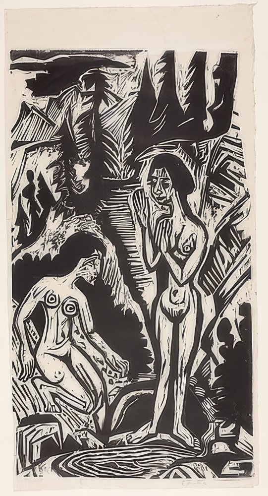 Badande i stenar. 1921 av Ernst Ludwig Kirchner