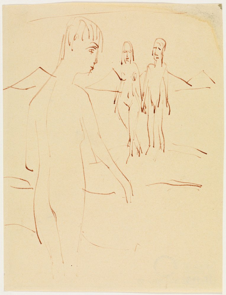 Tre stående figurer utomhus av Ernst Ludwig Kirchner