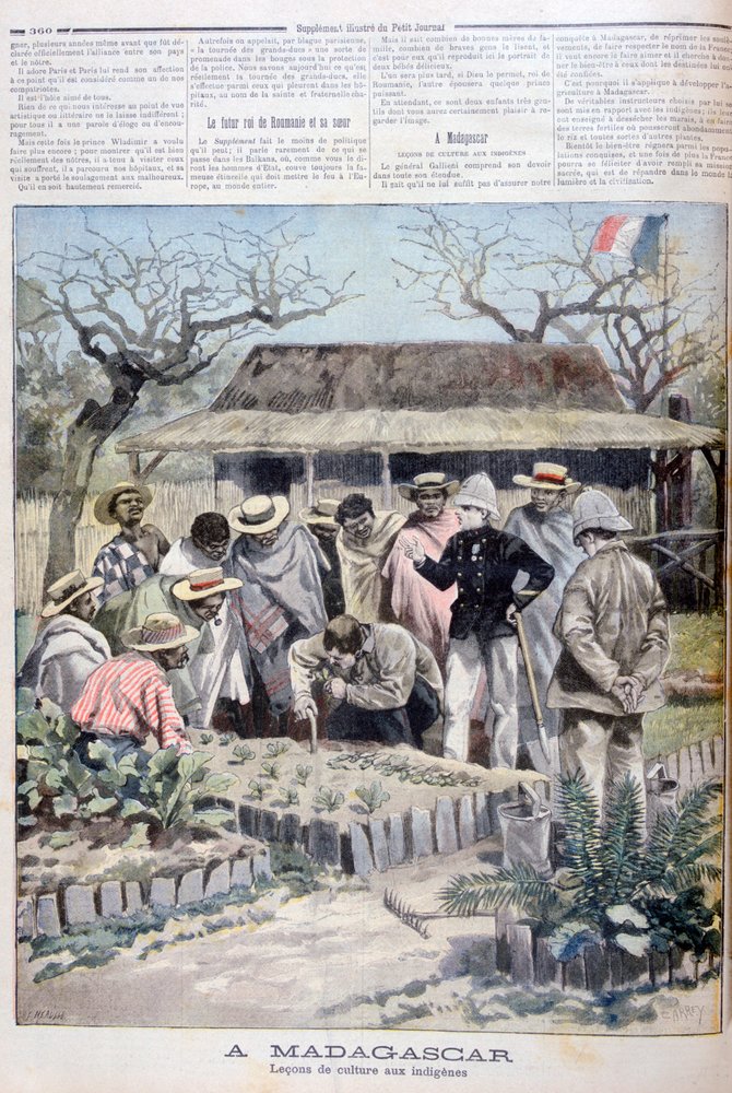 Lantbrukslektion för ursprungsbefolkningen på Madagaskar, 1897 av Fortuné Méaulle
