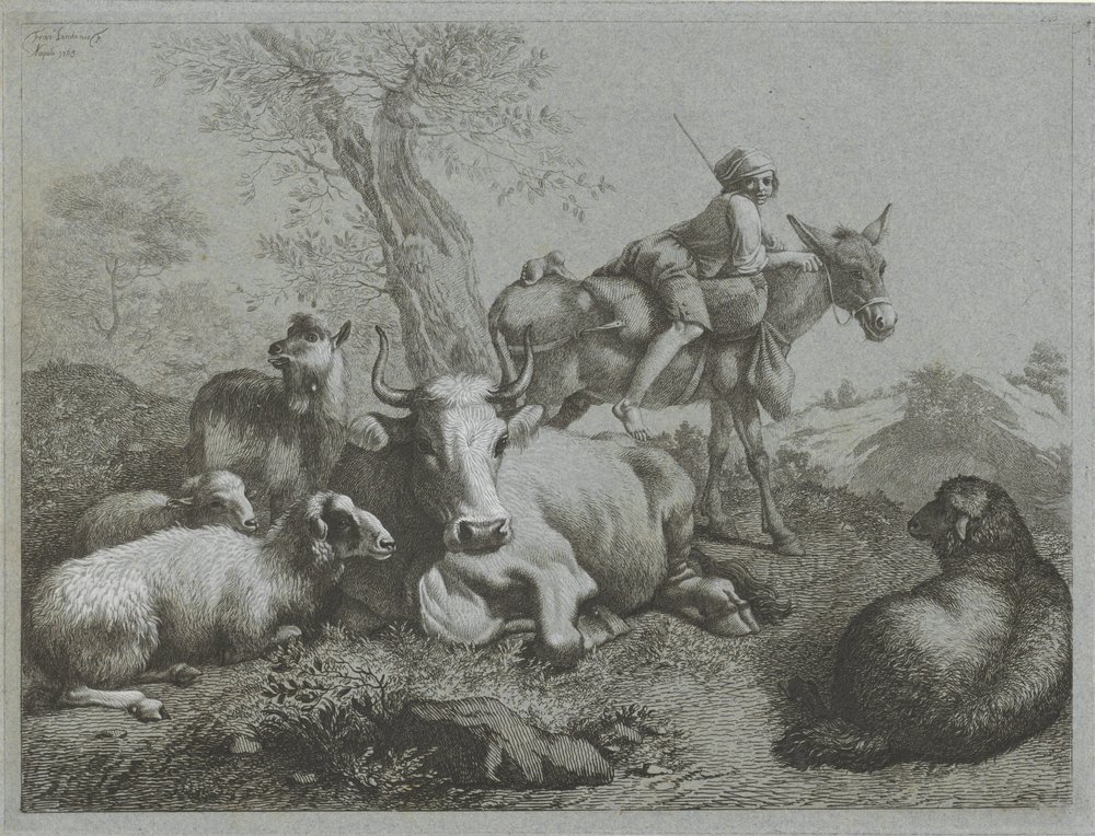 Herde på åsna med flock Shepherd-scener (serietitel) av Francesco Londonio