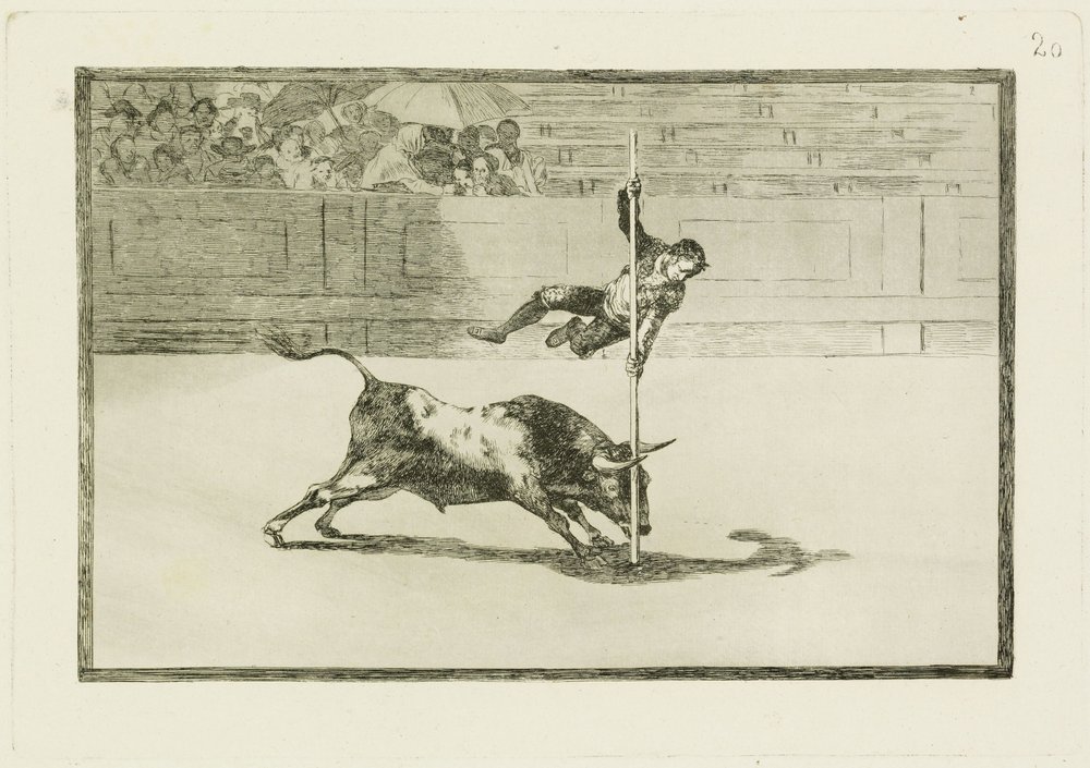 Juanito Apianis smidighet och djärvhet på arenan i Madrid, Tauromaquia 20 av Francisco Jose de Goya y Lucientes