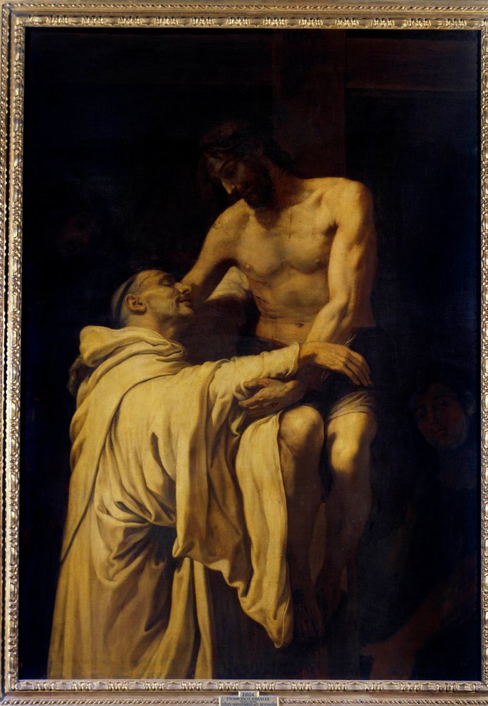 Kristus tar Sankt Bernard av Clairvaux (San Bernardo di Chiaravalle) (1090-1153) i sina armar Målning av Francisco Ribalta (1565-1628) 1621 Sön. 1,58x1,13 m Madrid, Musee du Prado av Francisco Ribalta