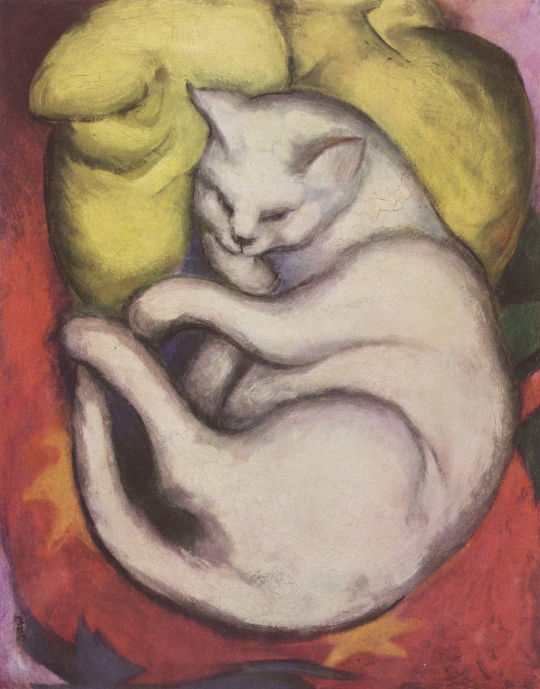Hankatt på en gul kudde av Franz Marc