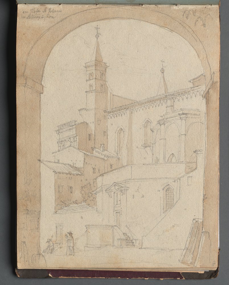 Album med utsikt över Rom och omgivningar, landskapsstudier, sida 18a: Johannes Lateran, Rom av Franz Johann Heinrich Nadorp