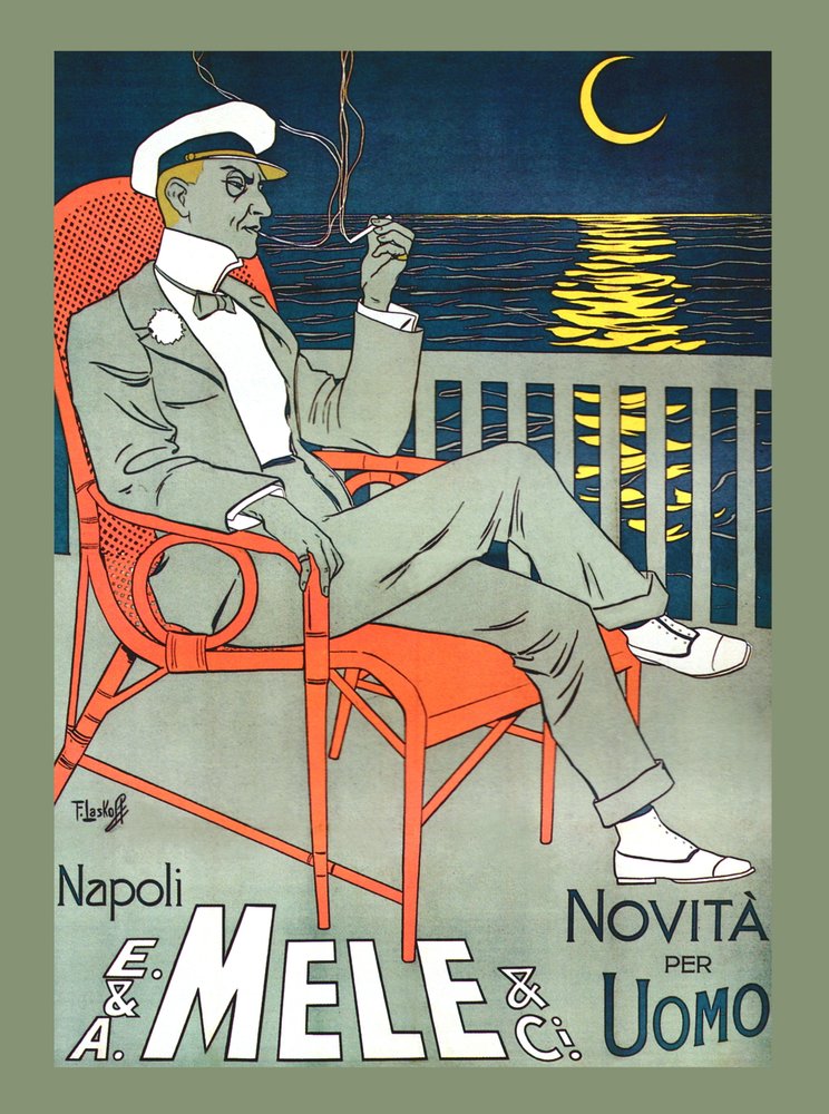 Lounging in Mele Fashion & Under a Crescent Moon, början av 1900-talet (affisch) av Franz Laskoff