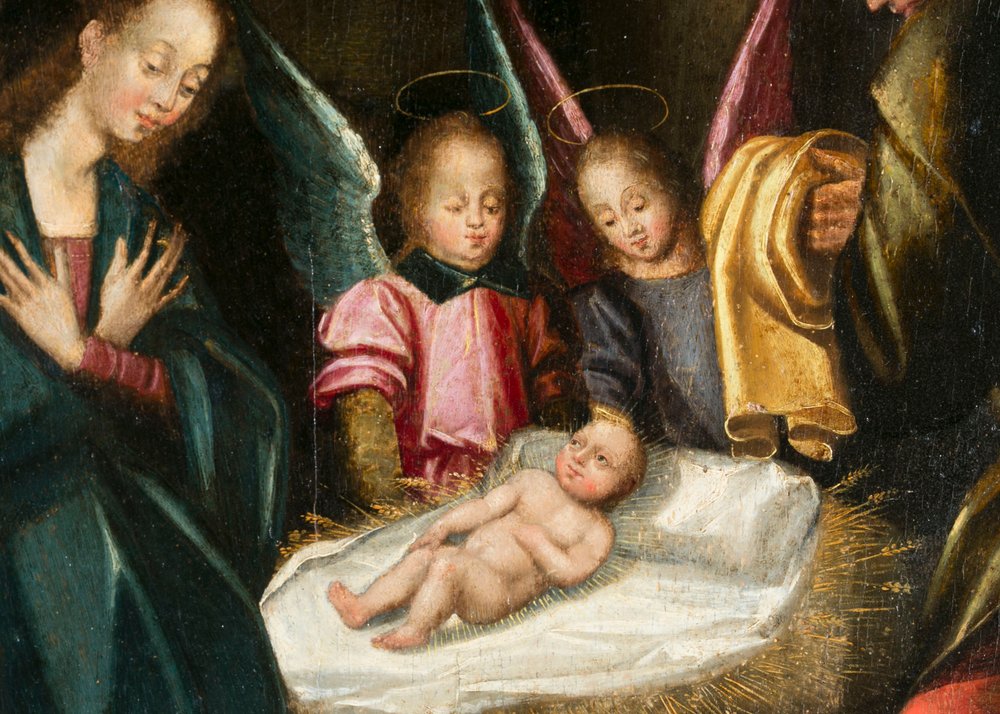 Födelse, detalj. Triptyk av Aubery av French School