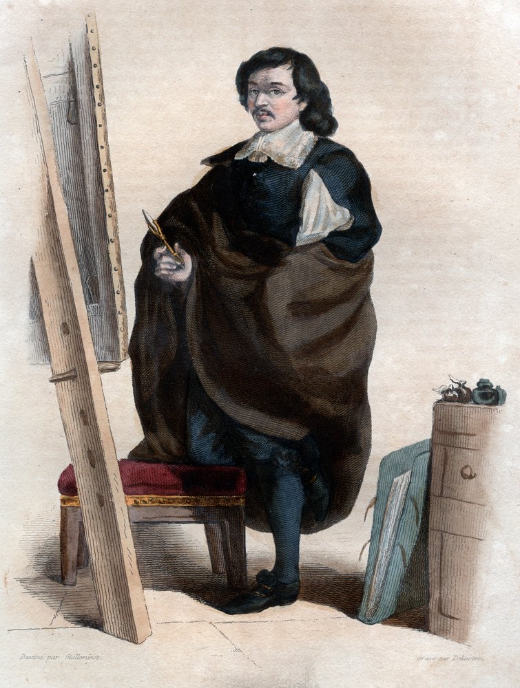 Porträtt av Eustache Le Sueur eller Lesueur (1617-1655), fransk målare. av French School