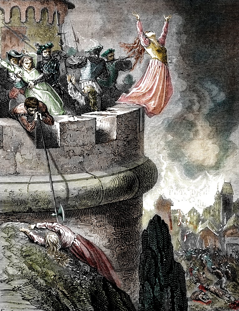 Massakern av Vaudois av Mérindol 1545, 1866 av French School