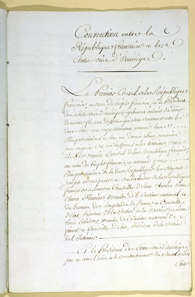 Mortefontainefördraget den 30 september 1800 av French School