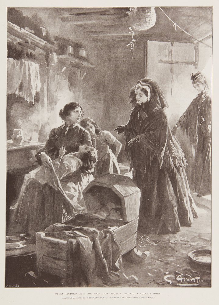 "Drottning Victoria och de fattiga av G.S. (after) Amato