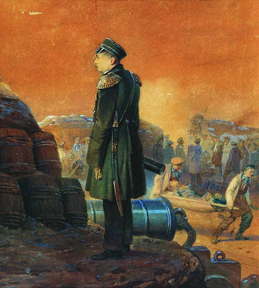 Amiral Pavel Nakhimov på bastionen av Georg Wilhelm (1820-95) Timm