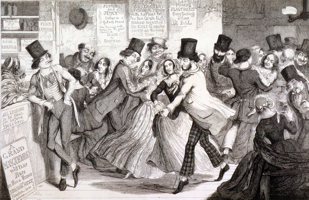 Dansrummen, skylt 3 av "Drunkardens barn", 1848 av George Cruikshank