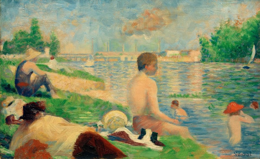 Simning, Asnières (Badeplatz Asnières / Finale Studie) av Georges Seurat