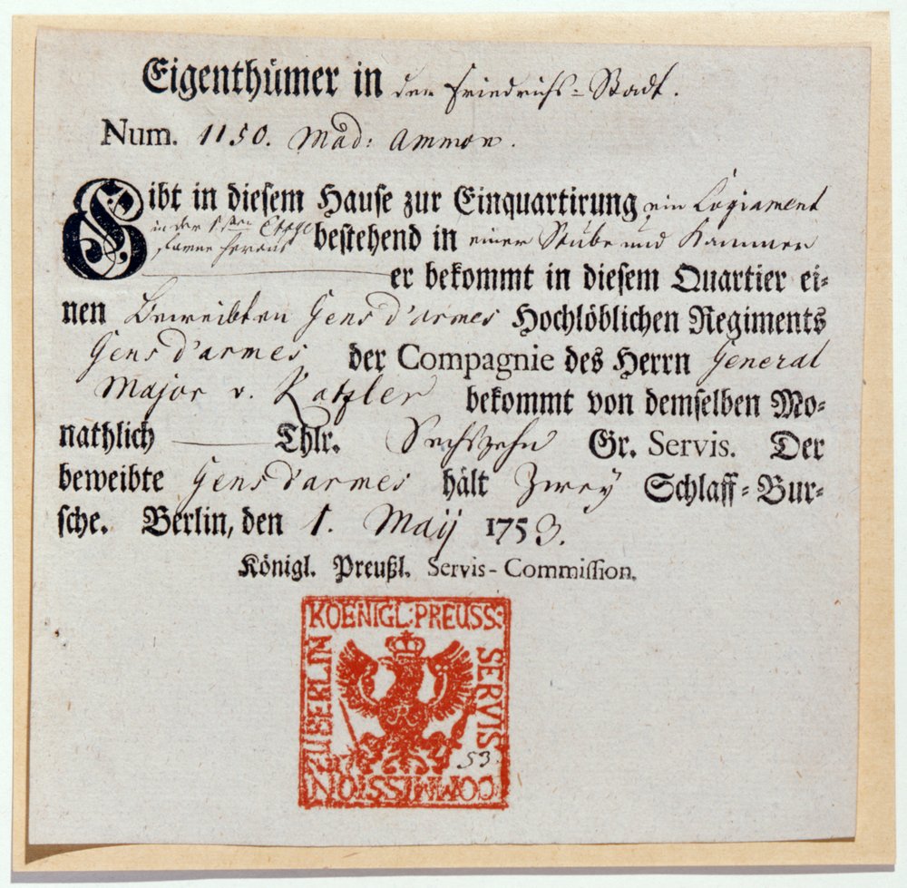 Faktureringskupong, 1759 (tryck och penna och bläck) av German School