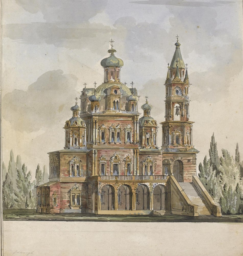 Projekt för Theotokos-kyrkan på Pokrovkagatan i Moskva av Giacomo Antonio Domenico Quarenghi