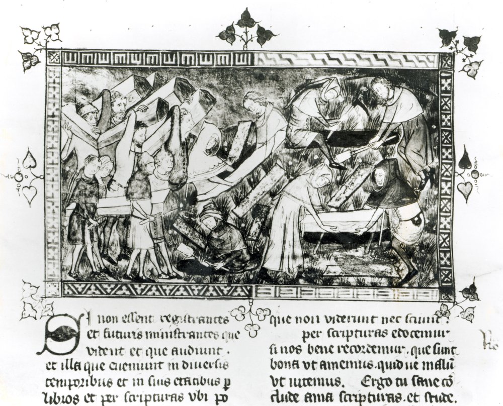 13076-77 f.24v Svarta döden i Tournai, av Gilles de Muisit, efter 1349 av Gilles Le Muisit