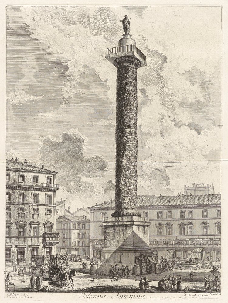 Colonna Antonina (Marcus Aurelius kolumn), från Vedute di Roma (Utsikt över Rom) av Giovanni-Battista Piranesi