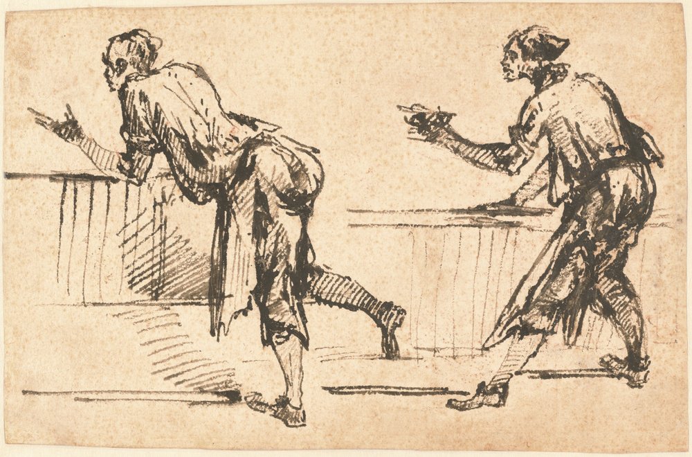 Två arbetare vid bord (recto) av Giovanni-Battista Piranesi