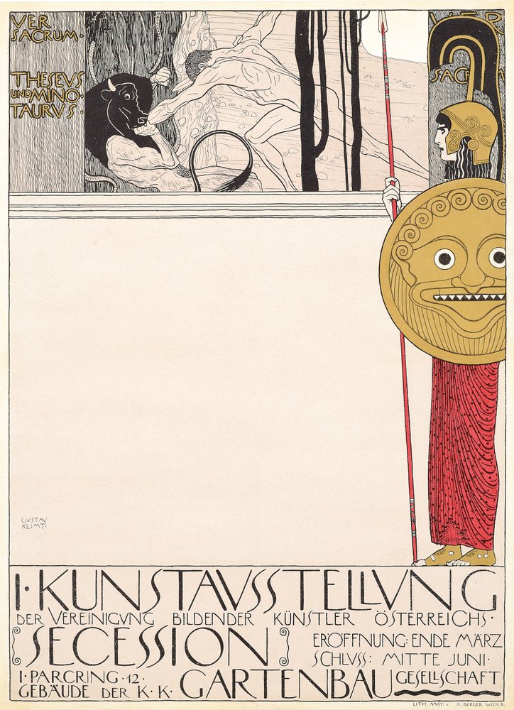 Affisch för den första secessionistutställningen i Wien 1898 av Gustav Klimt