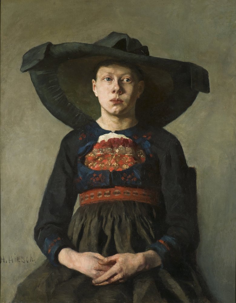 En ung bayersk bondflicka - En bayersk bondflicka, av Pauli (Hirsch-Pauli), Hanna (1864-1940). Olja på duk av Hanna Pauli
