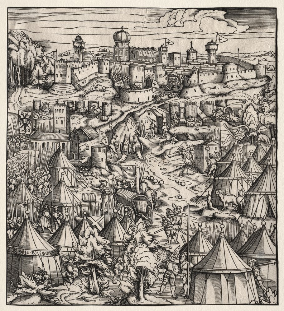 Der Weisskunig (Den vita kungen): Belägringen av Padua av Hans Burgkmair