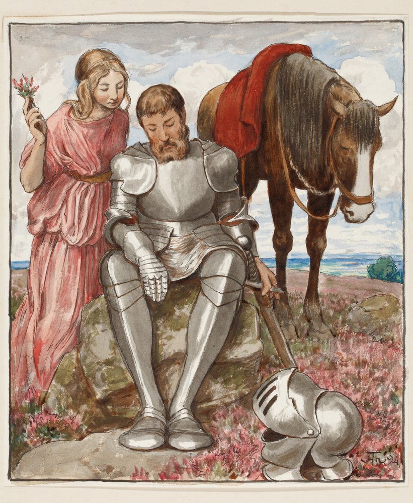 Erika och den sittande riddaren av Hans Thoma