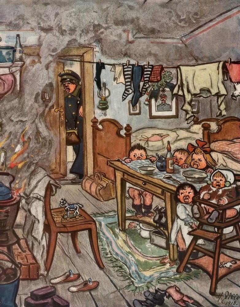 Herregud, barn! Er kan man ju inte lämna ensamma! av Heinrich Zille