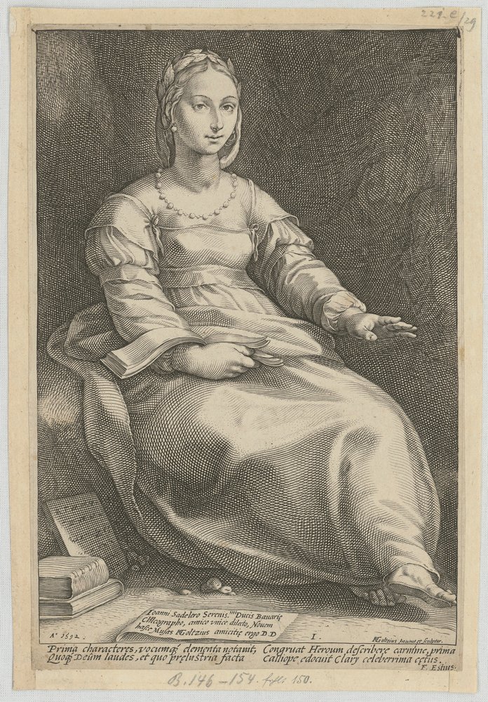 Kalliope, blad 1 i serien ”De nio muserna” av Hendrick Goltzius