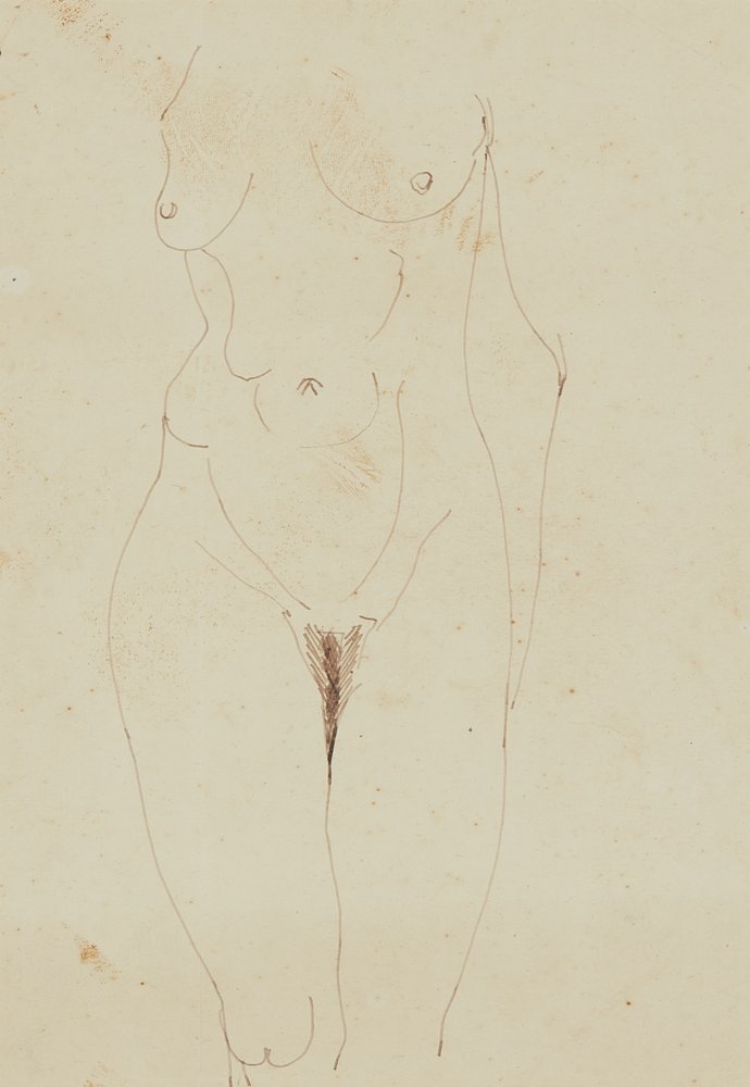 Kvinnlig naken torso (penna och bläck på papper) av Henri Gaudier-Brzeska
