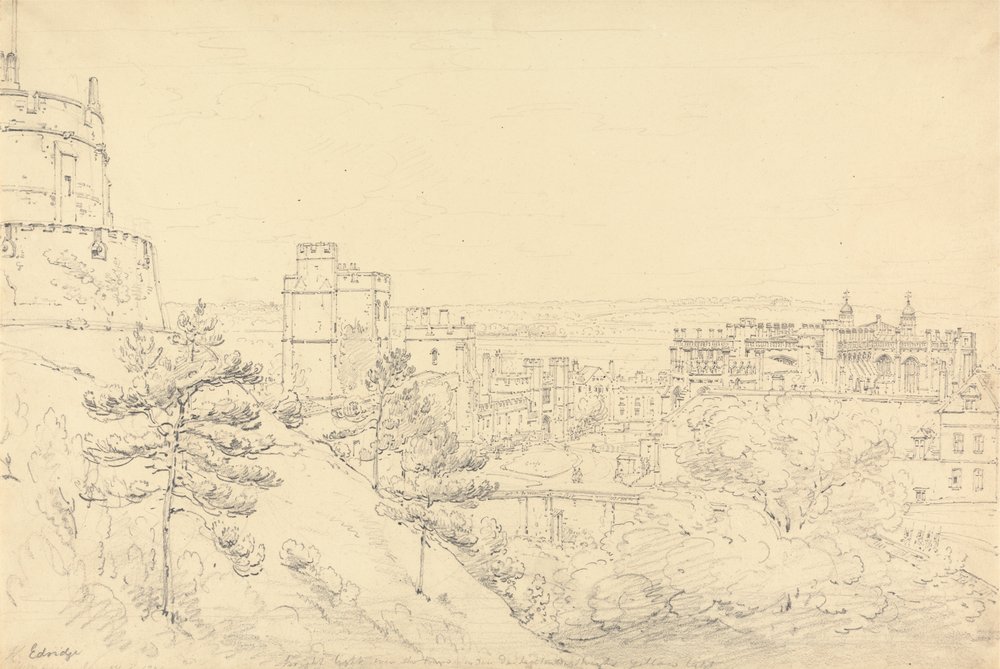 Windsor Castle från Runda tornets Glacis | Henry Edridge