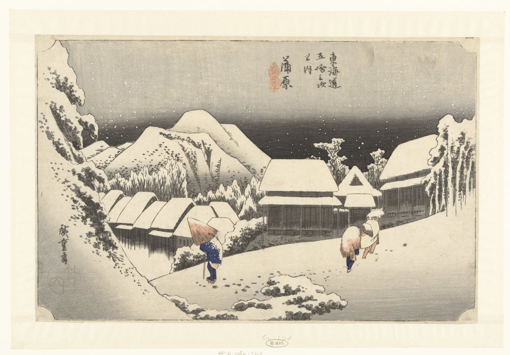 Kambara, Awon ds Hey w Kambara, Yoru no Yuki 53 s tokaido gojusan nästa hus av Hiroshige (I) , Utagawa