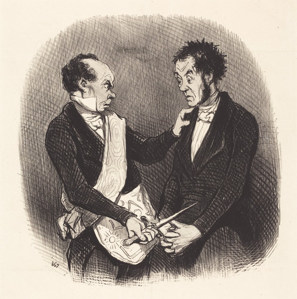 Mottagande av en frimurare av Honoré Daumier