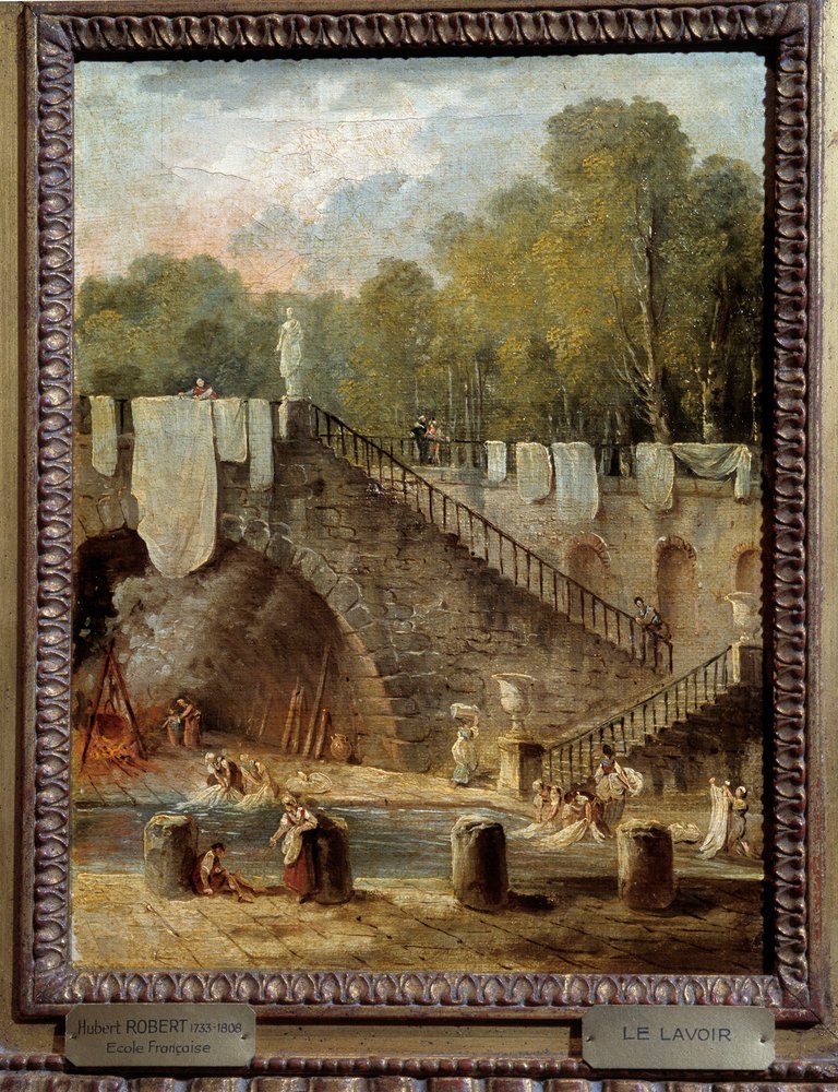 Tvättmålningen av Hubert Robert (1733-1808) Orleans. av Hubert Robert