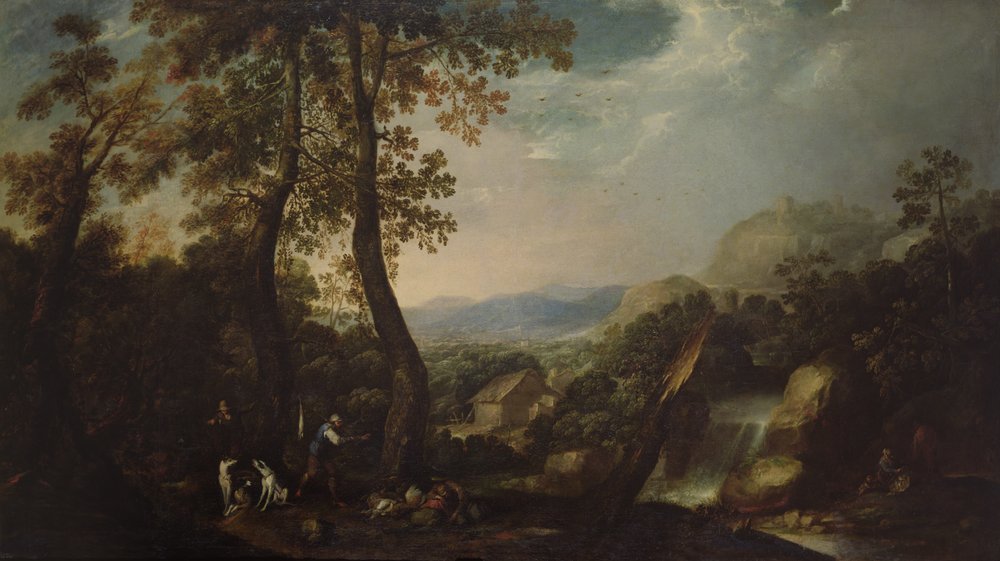 Landskap med fors, 1665 av Ignacio Iriarte