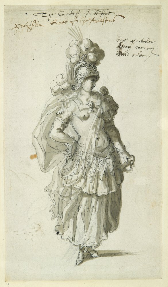Penthesilea, c.1609 (penna och bläck på papper) av Inigo Jones