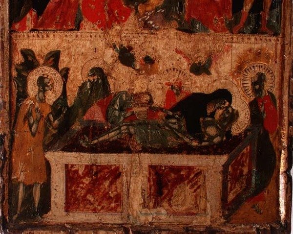 The Deposition of Christ, nedre halvan av en panel (se även 78636) (panel) av Italian School