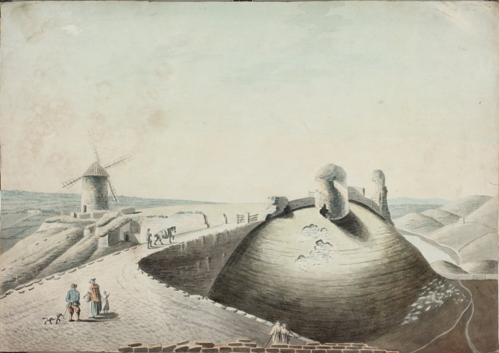 Castle at Berwick-on-Tweed (bläck, penna och wc på papper) av J. Bulman