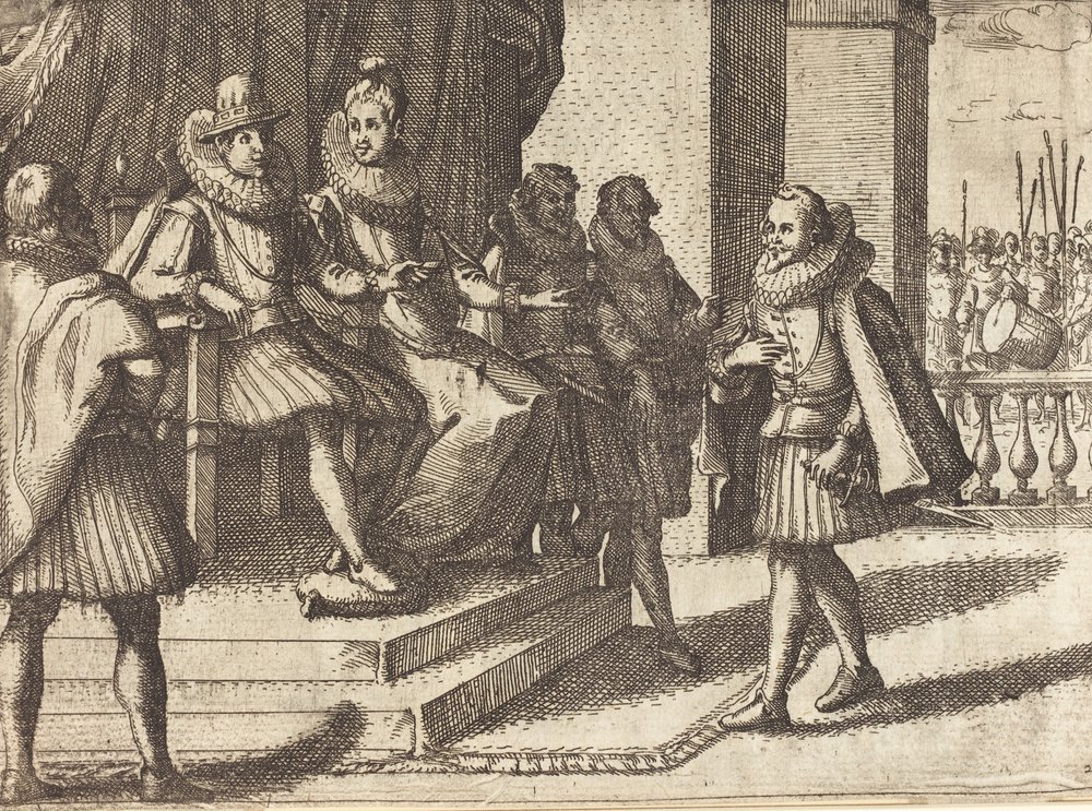 Kung och drottning i samråd om turkarna [recto], 1612. av Jacques Callot