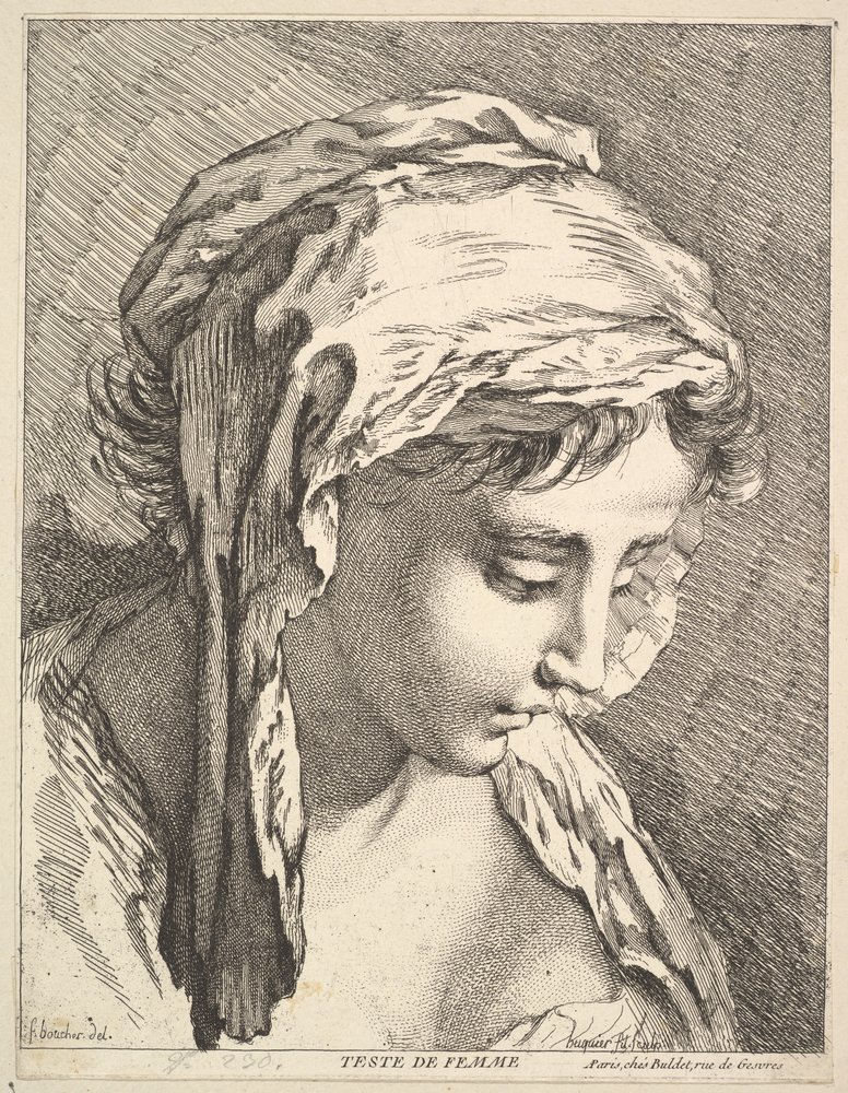 Head of a Woman, mitten till slutet av 1700-talet. av Jacques Gabriel Huquier