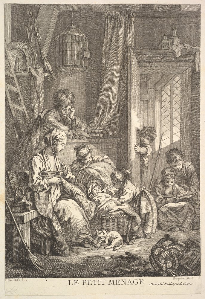 Det lilla hushållet, mitten till slutet av 1700-talet. av Jacques Gabriel Huquier