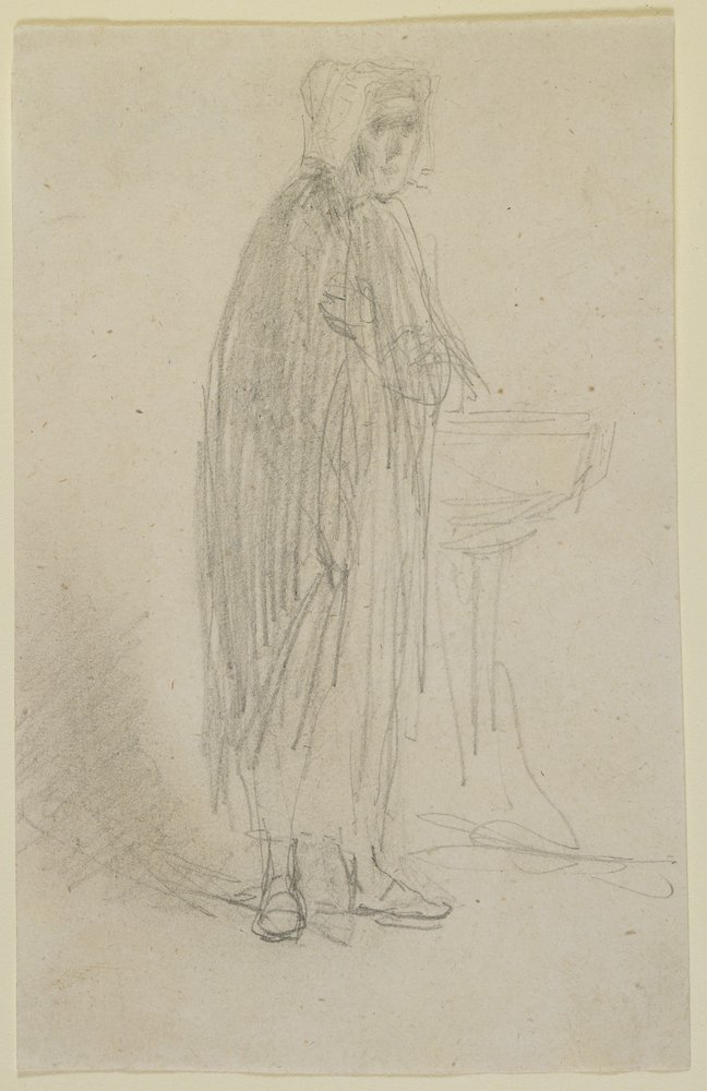 Stående figur av en gammal kvinna, ca 1855-58 (penna på benvitt vävt papper) av James Abbott McNeill Whistler