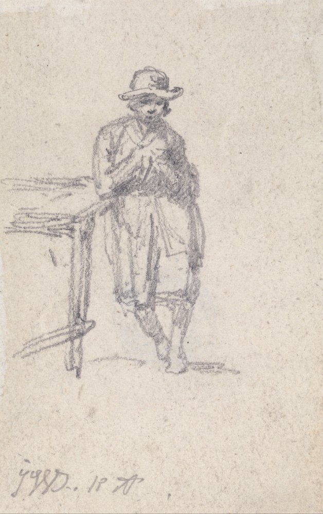 A Boy Leaning against a Table av James Ward