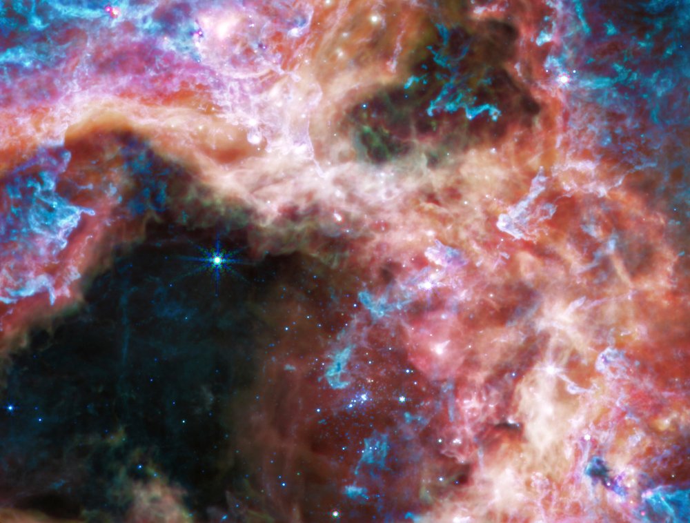 Tarantula Nebula (MIRI-bild) av James Webb Space Telescope (NASA)