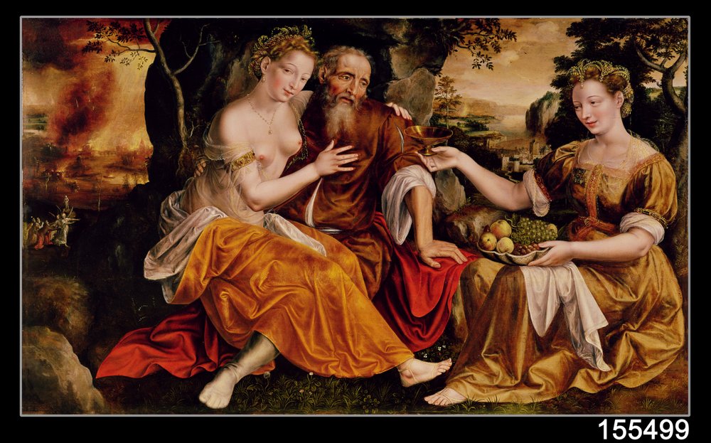 Lot och hans döttrar, omkring 1565 av Jan Massys or Metsys