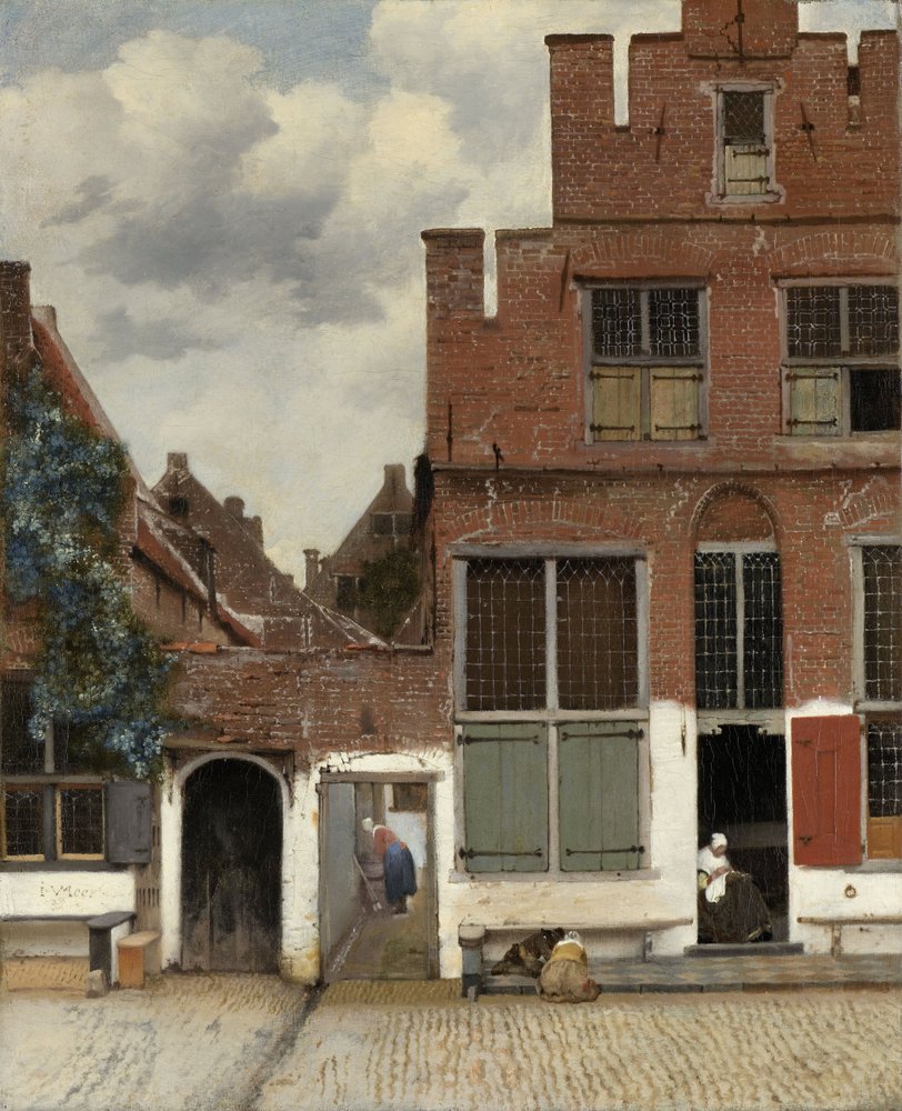 Vy över hus i Delft, känd som "The Little Street", ca 1658 (olja på duk) av Johannes Vermeer